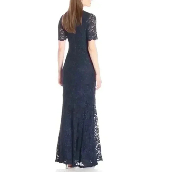 Decode 1.8 Women's Glitter Lace Short Sleeve Mermaid Gown, Navy, 2 - Picture 2 of 2